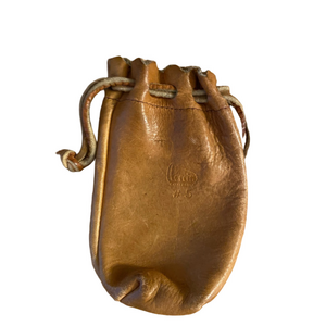 Vintage Perrin No. 6 Leather Drawstring Marble Bag Toy Pouch